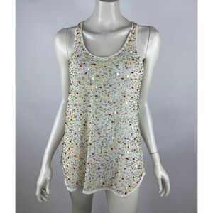 Sam Edelman Beaded Embellished Tank Top Women M NWT Sleeveless Scoop Neck‎ Ivory